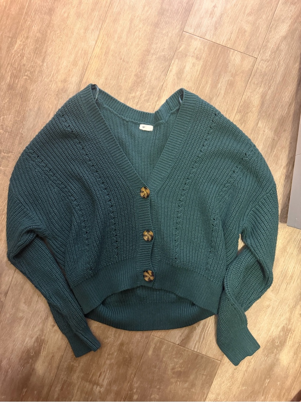Garage Teal V-Neck Button Front Sweater